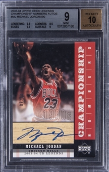 2003-04 Upper Deck Legends "Championship Numbers Autographs" #MJ Michael Jordan Signed Card (#88/90) - BGS MINT 9/BGS 10 